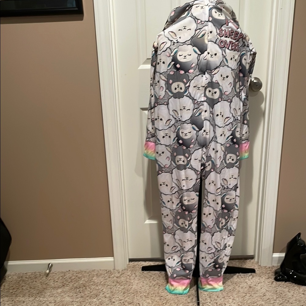 Justice Kids Super Cozy Sheep Hooded One Piece Size 18/20 - Picture 1 of 9